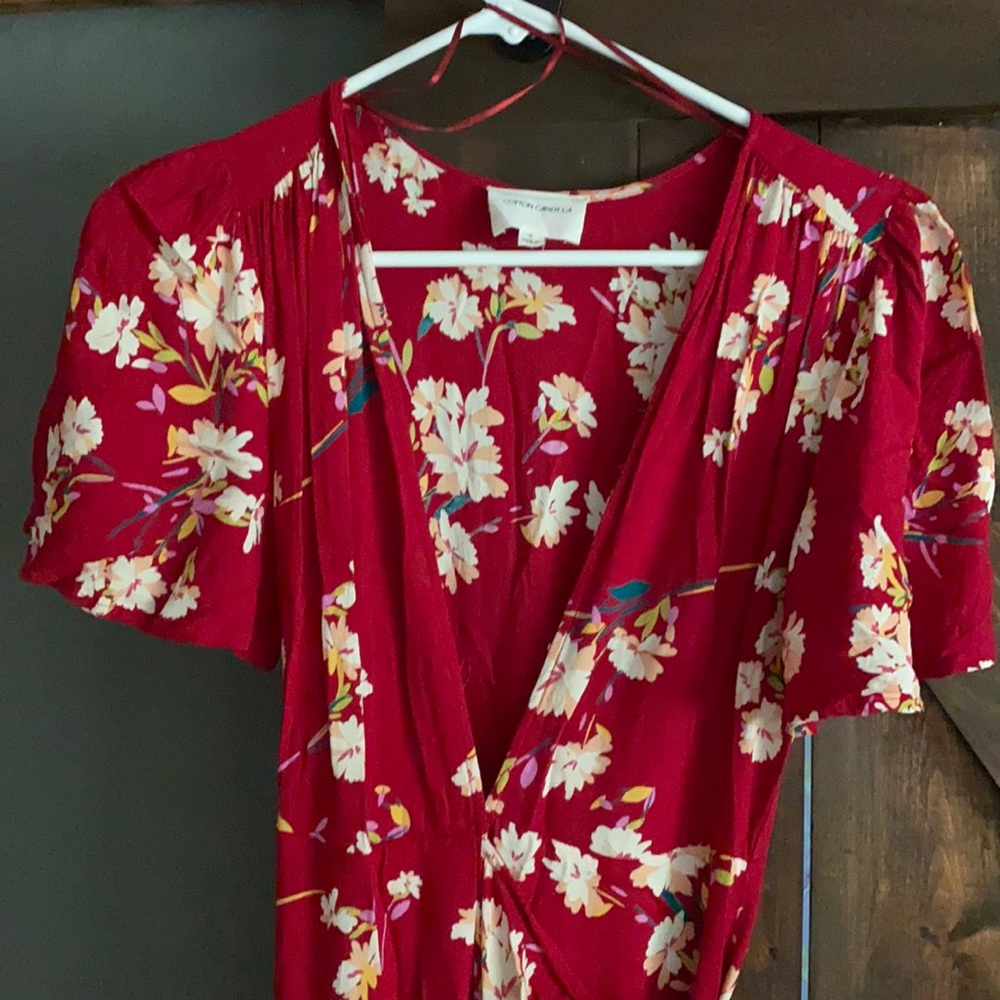 Cotton Candy LA red floral wrap dress